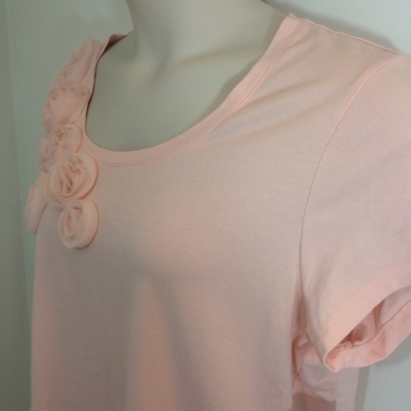 Kate Hill NWT Peach Sculpted Flowers T-shirt  1X - Picture 3 of 7
